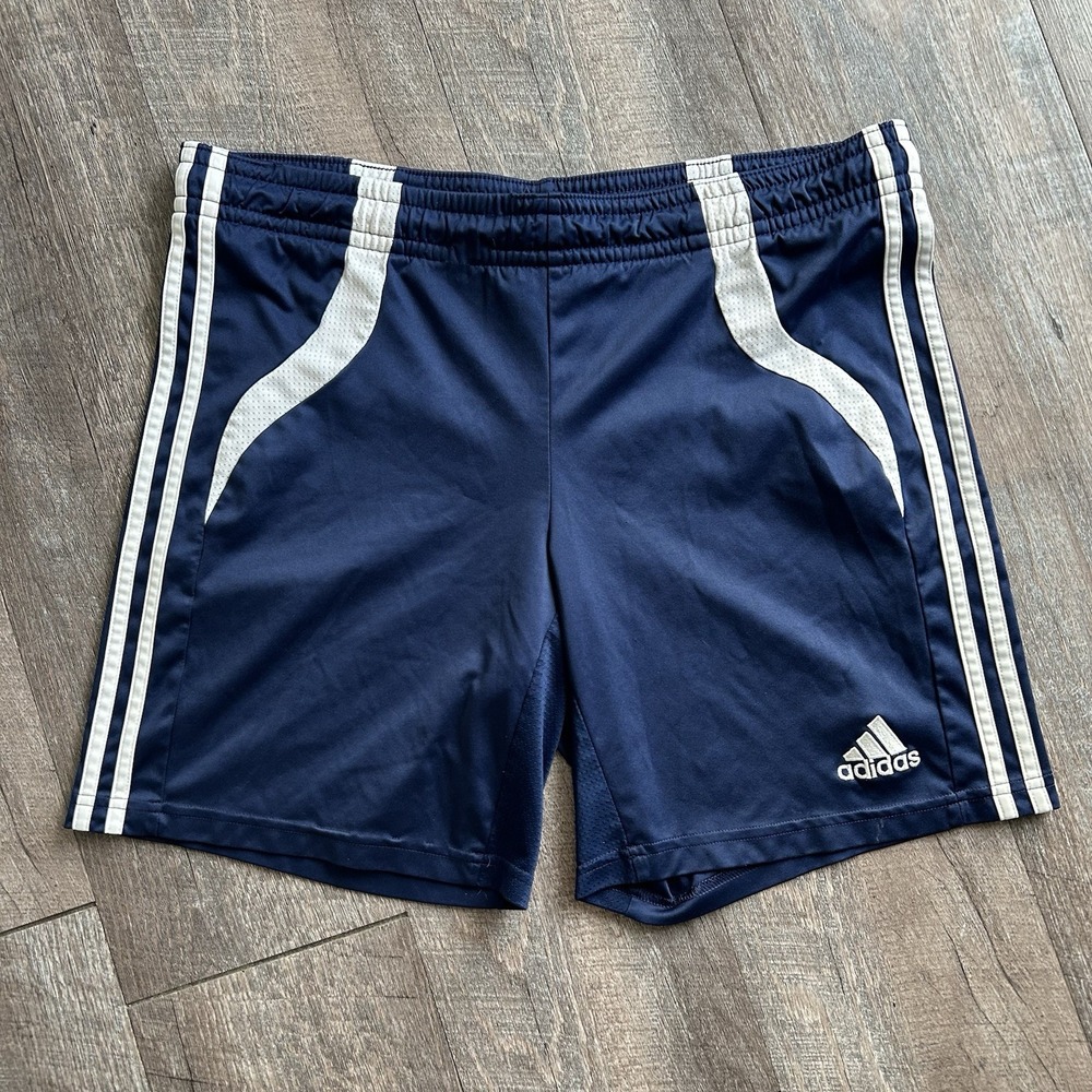 Adidas ClimaCool Athletic Shorts Navy 3-Stripe Mens Soccer Gym Vintage